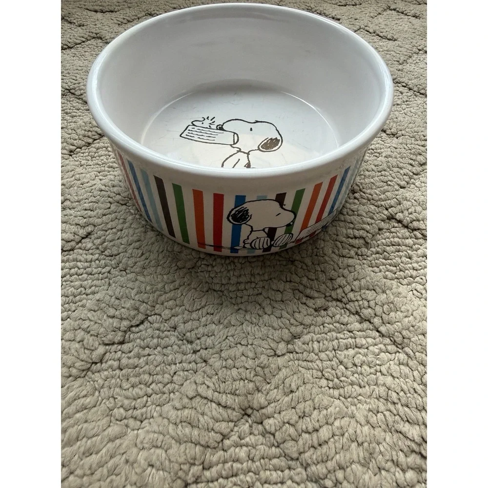 Vintage Striped Ceramic Snoopy Dog Bowl/ Dip Bowl/ Display
